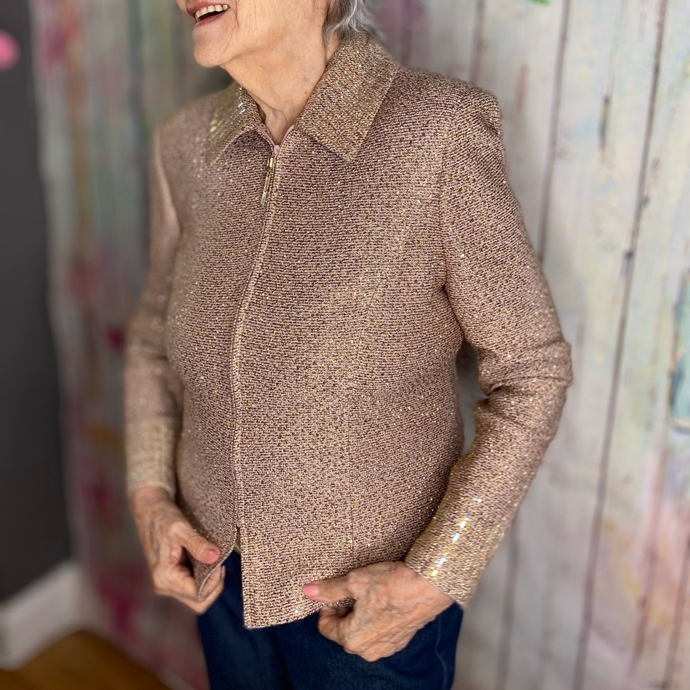 St John Evening Zip Up Gold Jacket